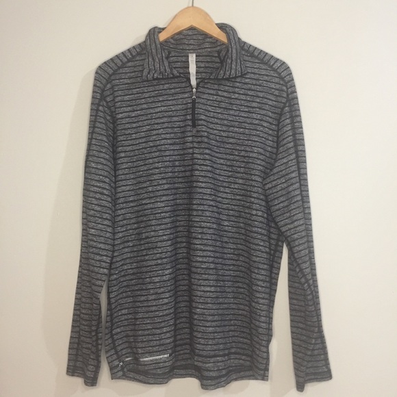 Lululemon size XL 1/2 Zip Raven Stripe Black - Picture 2 of 12
